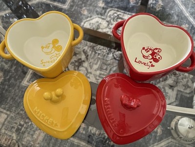 Mickey & Minnie Heart Shaped Mini Casserole Dish s, Disneyland Hong Kong Ltd Ed