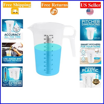 32oz Clear Plastic Measuring Pitcher, Chemical & Oil Use, Durable, Precise