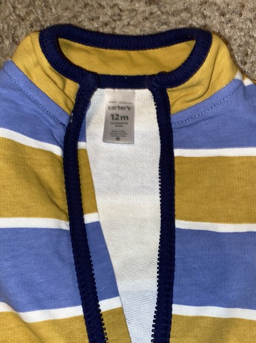 2~Carters Infant Boys*Hoodie Jumpsuit/Zippered One-Piece Baby Outfit*12M LOT*NEW - Picture 6 of 11
