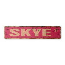 Letrero de calle vintage SKYE con nombre de habitación para niños