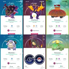 Pokémon Go - Shiny Gigantamax Charizard - Blastoise - Venusaur -TRADE or PTC 80k