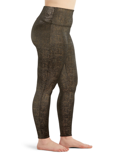 Spanx Velvet Leggings Black Gold Metallic Shine Shimmer High Rise Stretch 20188R - Picture 9 of 24