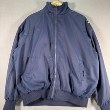 Mizuno Double Layered Bomber Jacket Mens Medium Blue Baseball Sport Activewear