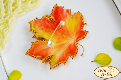 Kit Broderie Perles Tela Artis - Broche Feuille D'érable - DIY