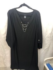 NWT Soho Women's Size 3x Black Dress 3/4 Sleeve Chain Laced