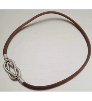 pre-loved authentic HERMÈS brown leather Atamé wrap bracelet