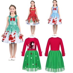 Christmas-Girls-Dress-Santa-Outfit-Snowman-Reindeer-Xmas-Party-Princess-Dress