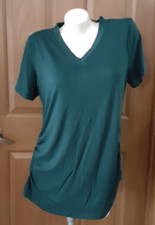 Coolmee Maternity Tee Side Button Ruched Short Sleeve Green Misses Size XL NWT