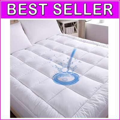 16-Inch Deep Pocket King Mattress Pad - Soft Cotton, Water-Resistant & Noiseless