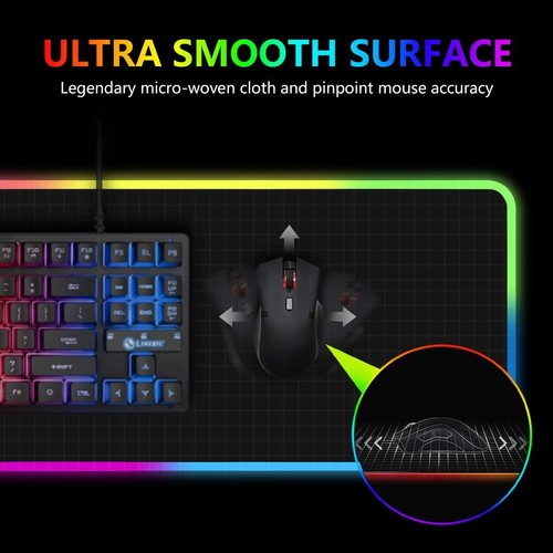 RGB Gaming Mousepad – XXL 900×400 mm | 14 RGB-Modi | Rutschfest | DE Versand - Bild 7 von 9