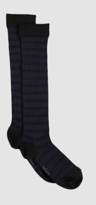 $25 Molo Kid's Girls Blue Norvina Cotton Stretch Logo 1-Pair High Knee Socks XL