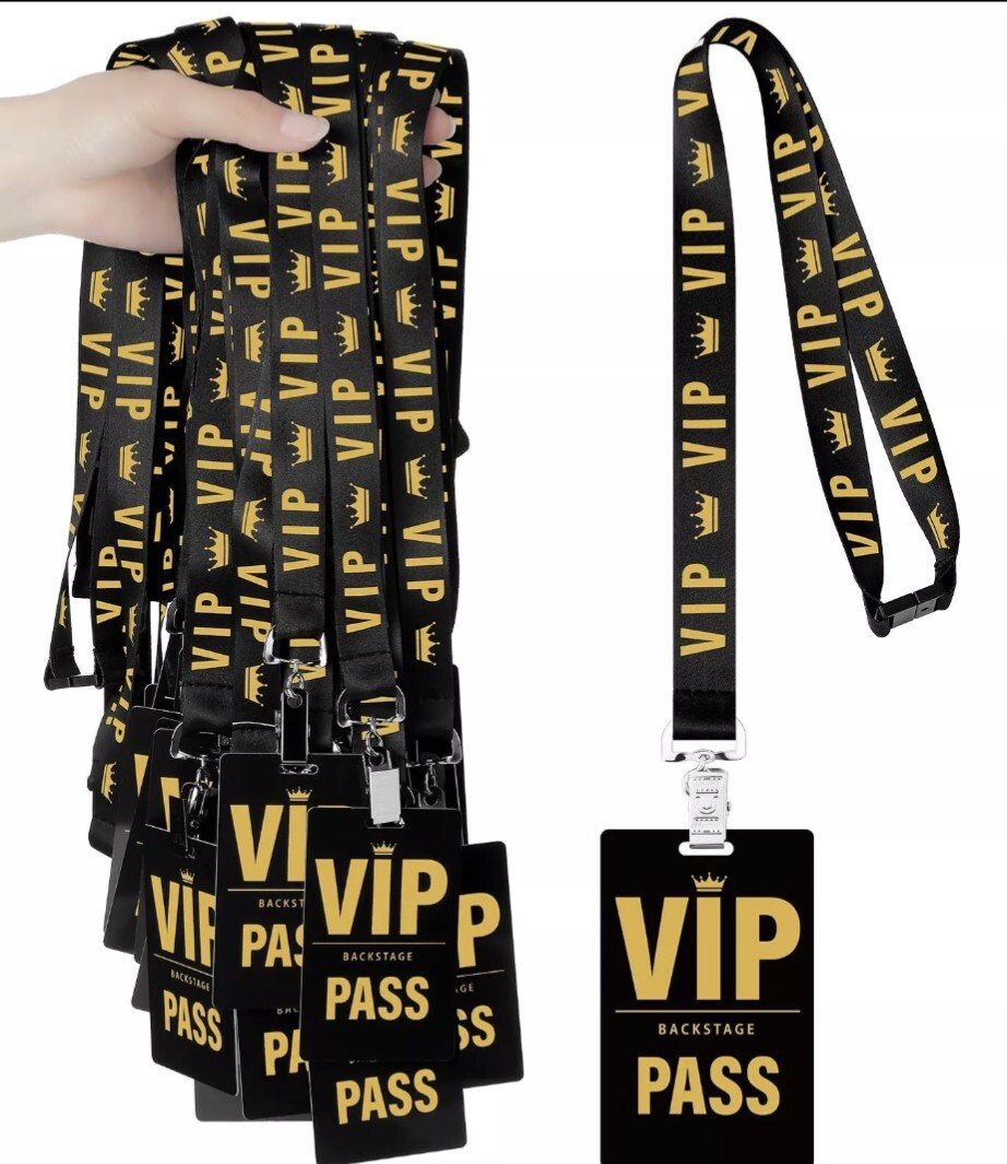 25 Sets VIP Badge Lanyards with Plastic VIP Pass Cards VIP