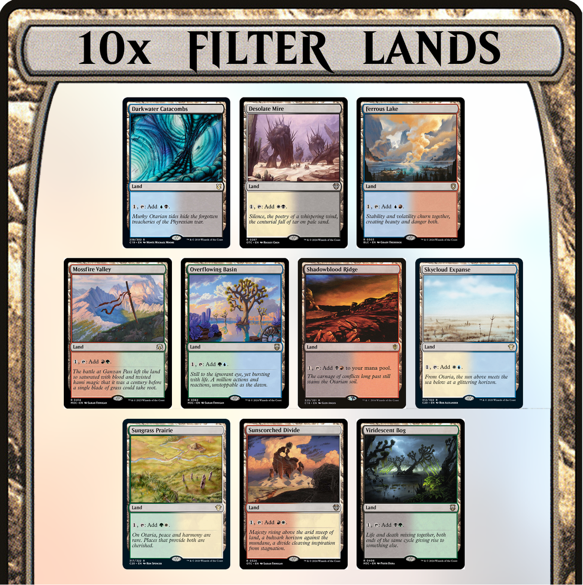 FULL SET RARE Filter Lands 10x Nonfoil MTG Bundle Magic the