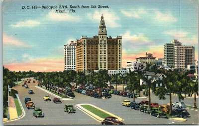 Miami Florida Biscayne Blvd South From 5th Street Postcard