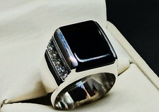 Natural Black Yemeni Aqeeq Sterling Silver 925 Handmade Black Agate Women Ring