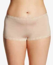 Maidenform Boyshort Underwear 7/L Latte Lace Microfiber Panties One Fab 40760