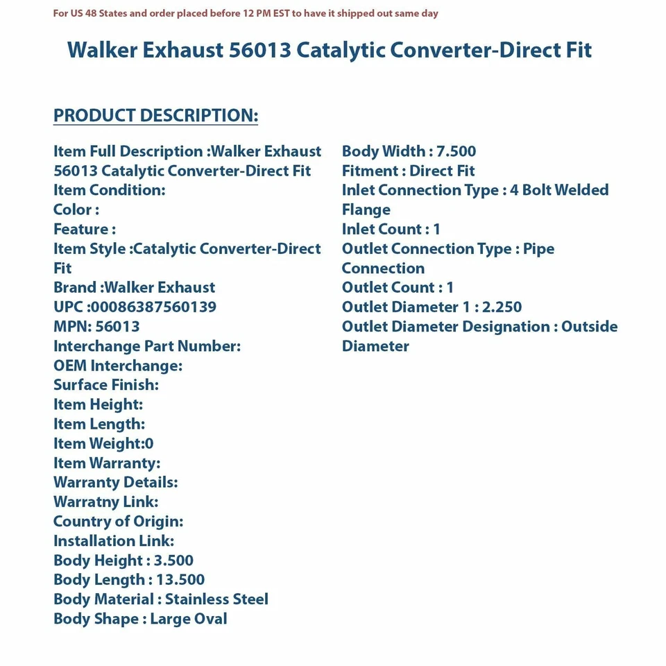 Convertidor catalítico Walker Escape 56013 - ajuste directo Foto 4 de 4