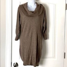 Express Womens Tunic Sweater Brown Heathered Long Sleeve Stretch Cowl Neck XS
