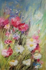 Zahra Original Oil Painting on Canvas of a Floral Landscape Hand Signed W/COA.