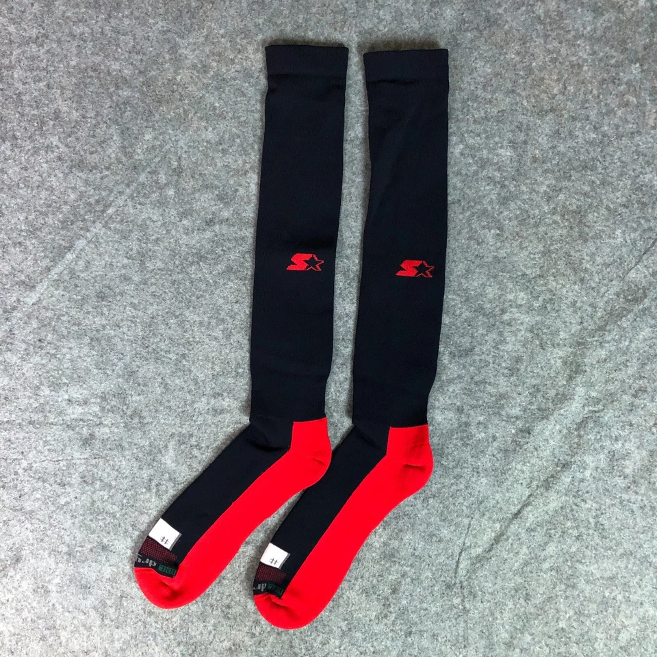 Meias masculinas Starter 2XL XXL preto vermelho par logotipo esportivo joelho alto logotipo academia - Imagem 3 de 4
