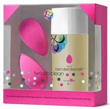 BeautyBlender 2 Pink Makeup Sponges with 5-Ounce Liquid Cleanser NIB 