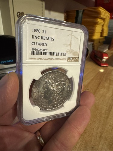 Morgan Silver Dollar NGC UNC Vintage Bullion Antique Coin Collector Cleaned 1880