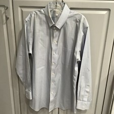 Paul Frederick Non Iron Two Ply 100 Cotton Pinpoint Trim Fit Men Shirt 17.5-35