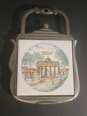Tile & Cast Iron Trivet Art Brandenburg Historical City Gate Berlin Germany