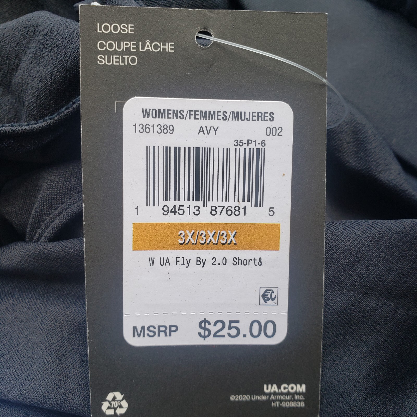 NEW Under Armour Shorts Women Plus Size 3X Black White Loose Fit Lined NWT thumbnail 5