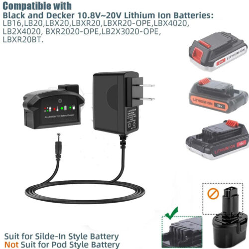 For BLACK & DECKER LCS1620 LBXR20 20Volt MAX Lithium Battery Charger LCS1620 - Picture 6 of 14