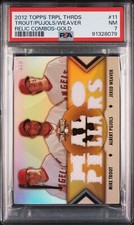 2012 TOPPS TRIPLE THREADS RELIC COMBOS #11 TROUT/PUJOLS GOLD SP/9 POP 1 PSA 7 NM