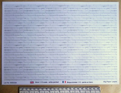 Ziegelpapier - weiß lackiert - Maßstab 1/12 - Blatt A4 (297 x 210 mm)