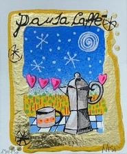 LEO NISI - "Coffee Break" - Material Screen Print 11x9 cm - NO Musante