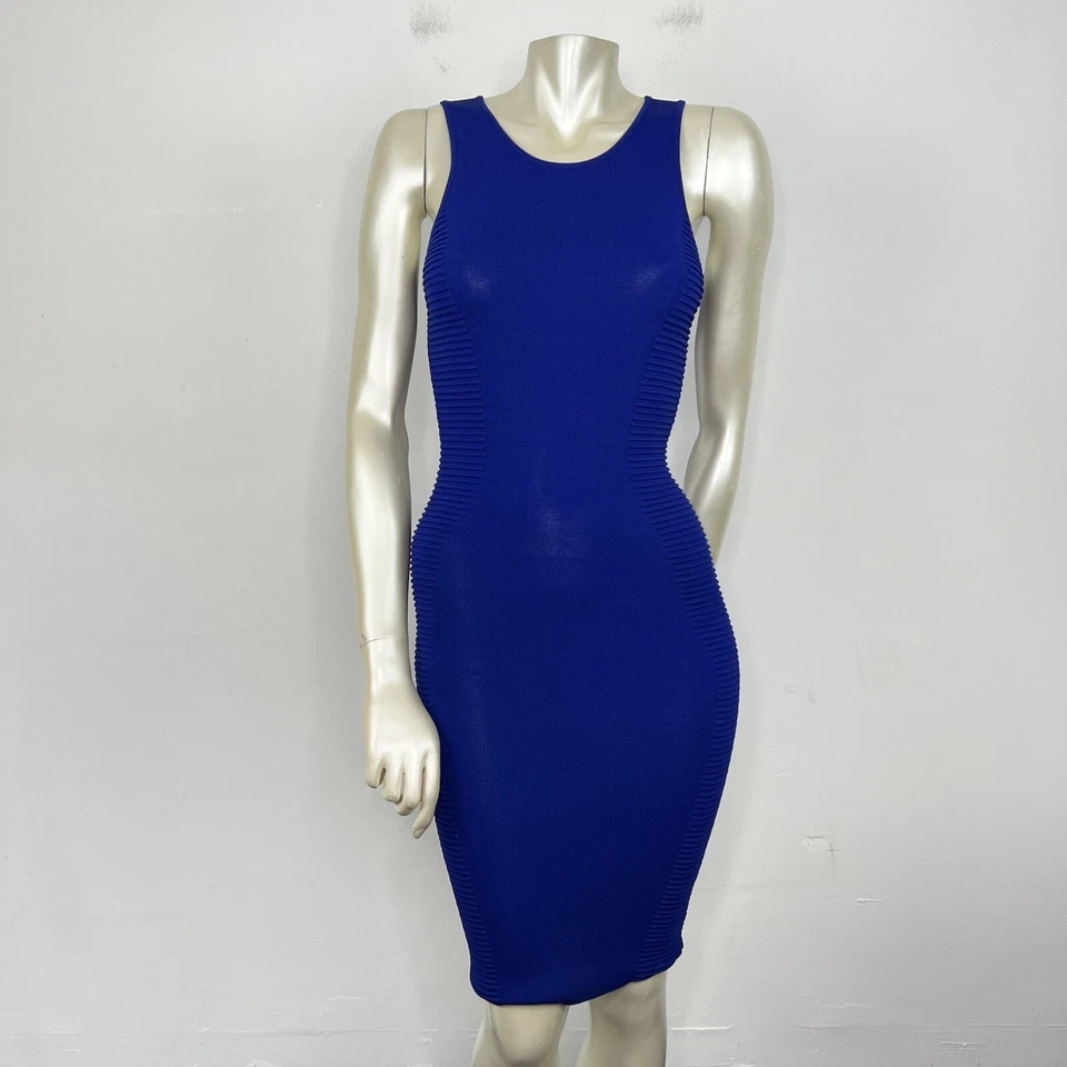 Vestido Torn By Ronny Kobo Para Mujer XS Azul Real Midi Vendaje BodyCon Sin Mangas Foto 2 de 4