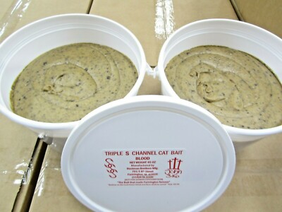 2 PAILS TRIPLE S CATFISH BLOOD DIP BAIT, (FORMALLY SONNYS SUPER STICKY) 45OZ EAC