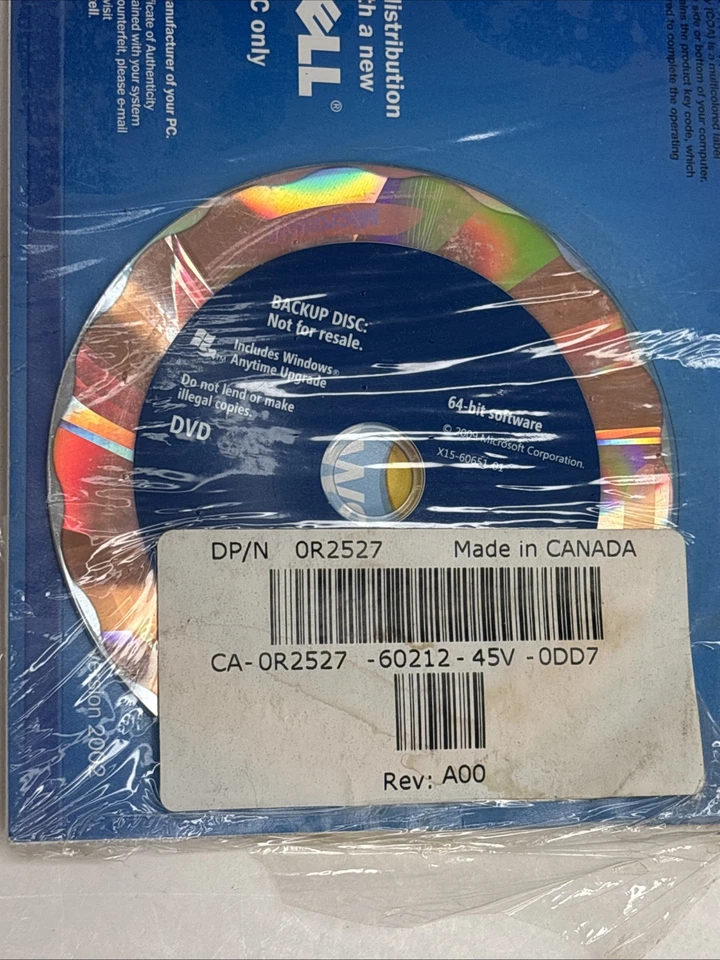 Dell Backup Disc DVD Manual 64-bit 2009 Includes Windows Anytime Upgrade - Image 3 of 4