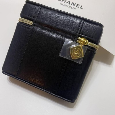 CHANEL Novelty Lipstick Case with Mirror Black Mini Pouch Coco