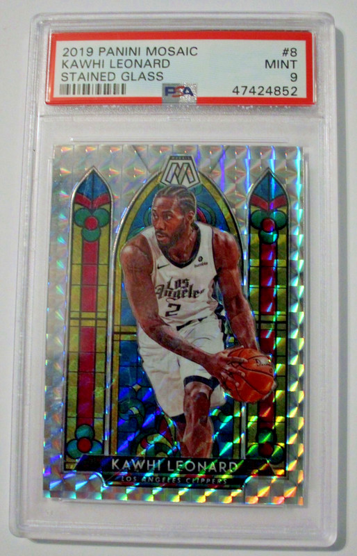 2019 Panini Mosaic #8 Kawhi Leonard Stained Glass PSA Graded Mint 9 Trading Card