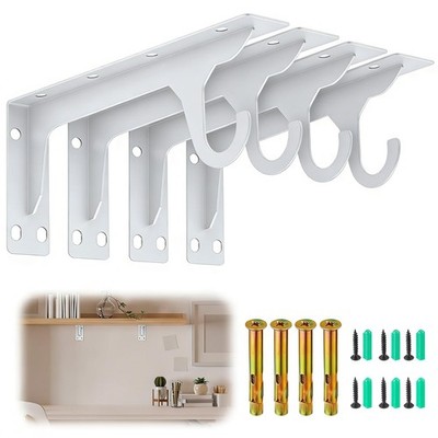 4 PCS 11.18 Inch Wall Mounted Closet Rod Brackets Heavy Duty Shelf White Fits