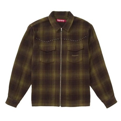 Supreme Studded Shadow Plaid Zip Up Shirt Green | eBay Supreme Studded Shadow Plaid Zip Up Shirt Green | eBay