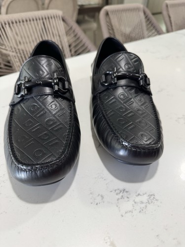 Negro Ferragamo Driver Parigi Giancini adorno Nero becerro 8 1/2 E 077912 - Imagen 2 de 9