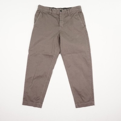 BOSS Herren Chino Hose Gr. 46 Grau Baumwolle Elasthan Tapered Fit Casual Mid Wai