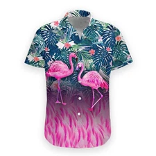 Gearhumans 3d Flamingo Hawaii Shirt Hawaiian Shirt Aloha Summer Casual Beachwear