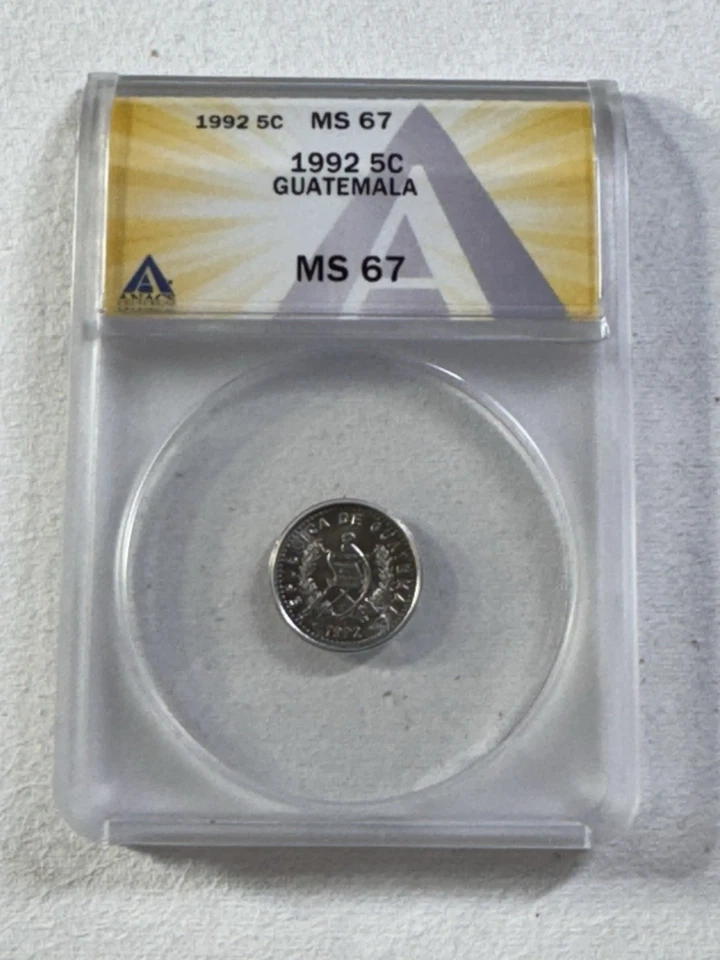 1992 Guatemala 5 Centavos Graded MS 67 by ANACS - Image 4 of 4