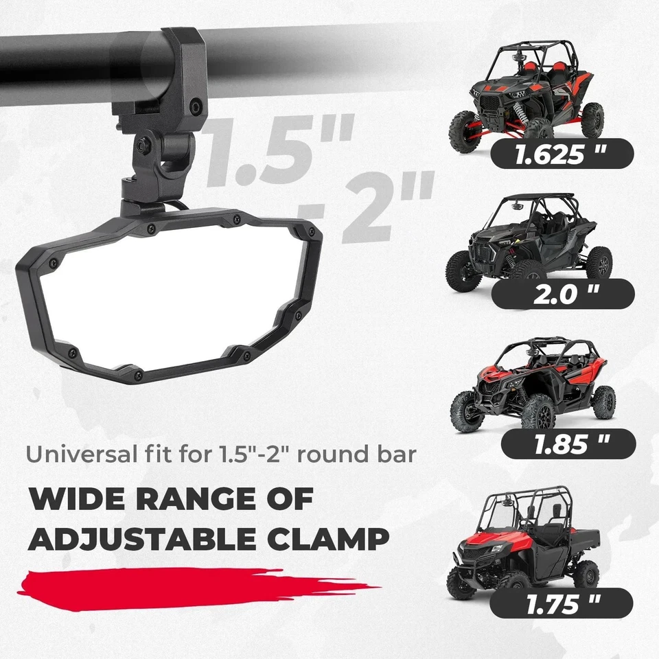 Espejo retrovisor UTV 1.5-2" 360° con luz para Polaris RZR Can-Am Maverick X3 Foto 3 de 4