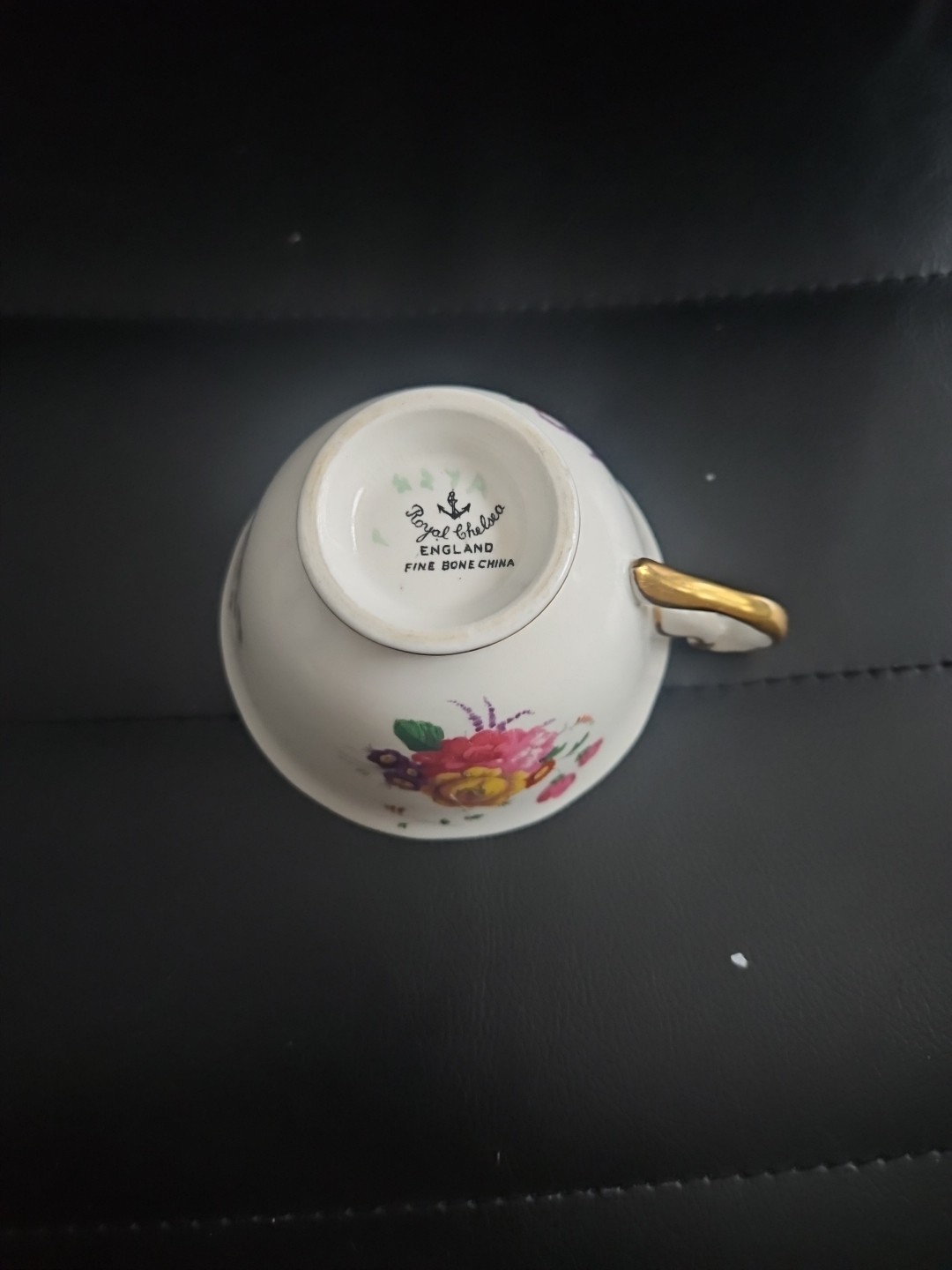 Royal Chelsea Fine Bone China Pink Roses Tea Cup And Saucer Gold Trim