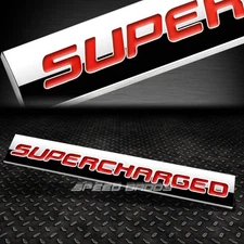 METAL GRILL TRUNK EMBLEM DECAL LOGO TRIM BADGE POLISHED RED LETTER SUPERCHARGED