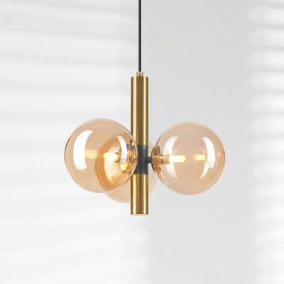 Hängeleuchte Natalia Pendelleuchte Lampe Glas Leuchte 3 flammig gold