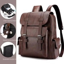 Waterproof PU Leather Men’s Backpack Large-Capacity for Business Travel Sports