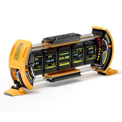 Divoom Times Gate - Cyberpunk Gaming Setup Digital Clock 283×47×97 mm, Yellow